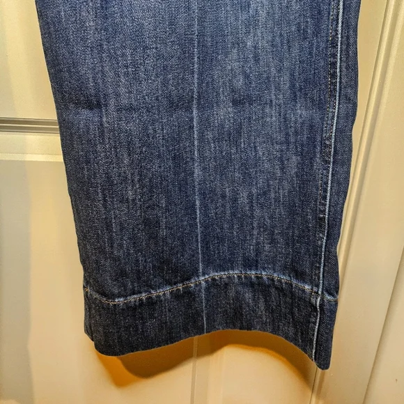 Madewell Plus Size 20W SuperWide High Waisted Full Length Blue Whiskering Jeans - Picture 4 of 16